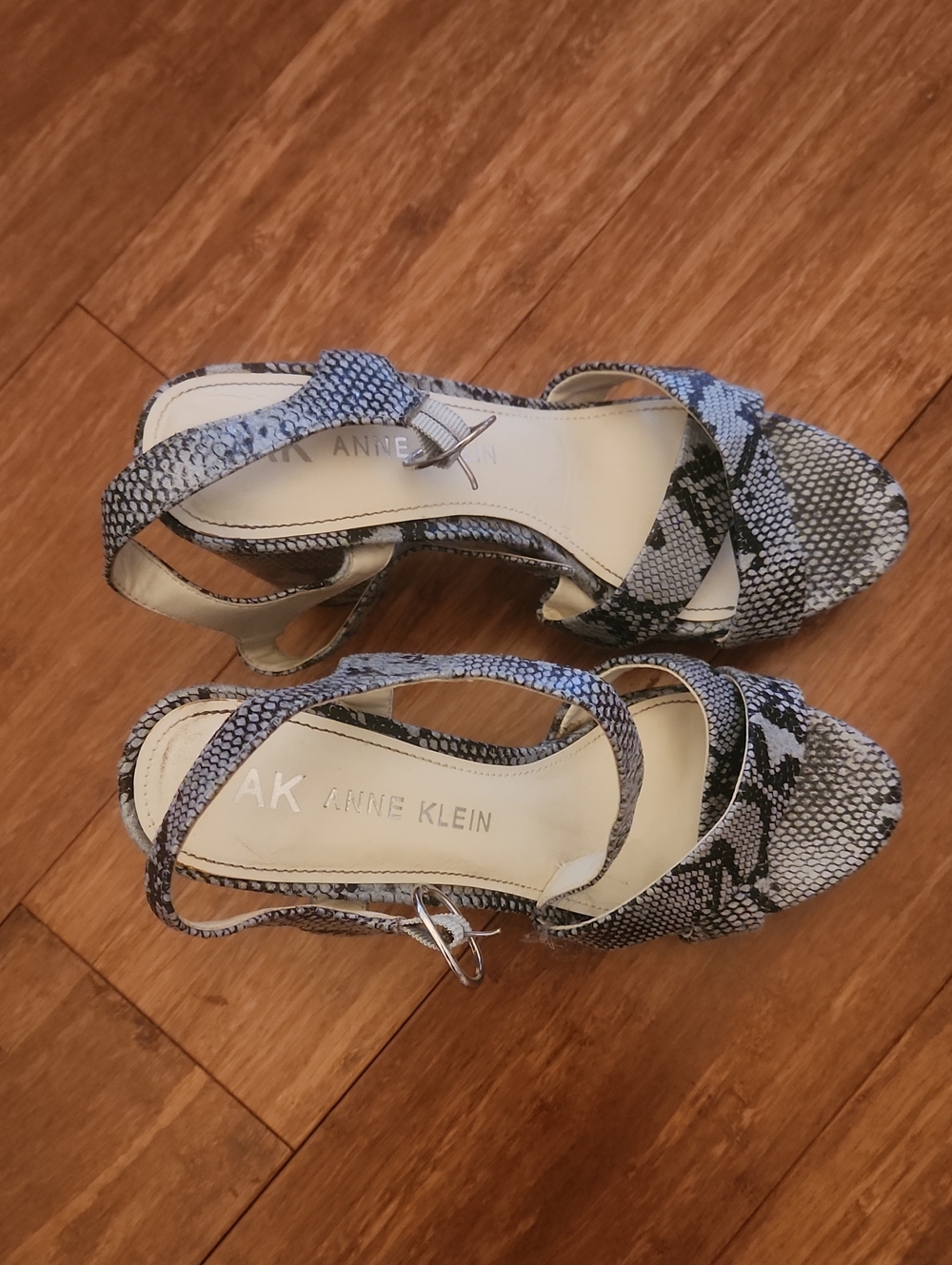 Anne Klein Black and White Snake-Print Slingback Heels Size 7.5